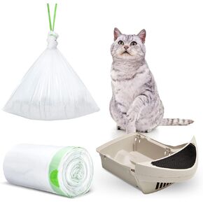 50 Count Waste Drawer Liners Bags Compatible with Litter Box Robot 4 and 3, Thick Self-cleaning Cat Litter Box Liners refill with Drawstring Heavy Duty 10-12 Gallons of Capacity