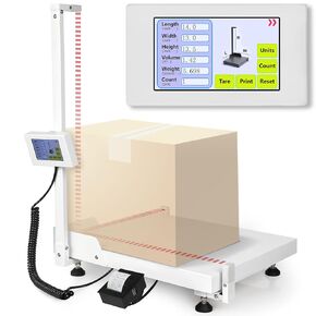 Volume Scale 3D Shipping Scale with Printer - Automatically Measure Dimensions (Length x Width x Height), Weight & Volumetric Data with LCD Touchscreen for Small Business, Warehouse