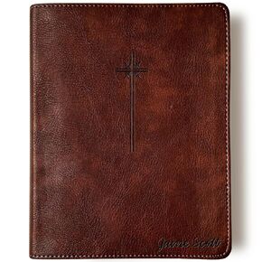 Personalized NIV Journaling Bible, Brown With Large Cross, Option to Customize with Hand Lettered Name on Cover…