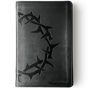 Personalized ESV Bible, Black with Crown of Thorns on Front and Back, Option to Customize with Hand Lettered Name on Cover