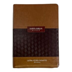 BIBLIA RVR 1960 Letra Súper Gigante Símil Piel Duotone Café Con índice Con Cierre