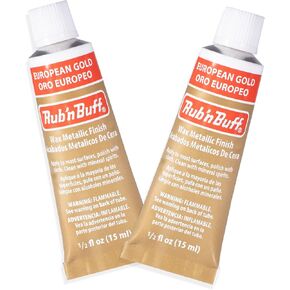 AMACO Rub n Buff Wax Metallic Finish - 2 Rub n Buff European Gold 15ml Tubes - Versatile Gilding Wax for Finishing Furniture Antiquing and Restoration - Rub and Buff Colors Set of Two