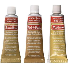 Amaco Rub 'N Buff Wax Metallic Finish, 3 Color Gold Assortment (Gold Leaf, Antique Gold, Grecian Gold)
