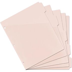 MultiBey A4 Binder Pockets Dividers with Pockets Plastic 6-Ring Binder Divider Bags, Sturdy 3 Holes 5-Tab Dividers Inserts for Journal, Loose Leaf Planner Office, School and Home Supplies (A4-Grey)