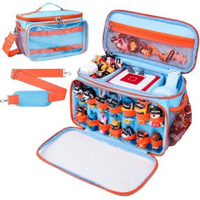 Carrying Case Compatible with Tonies Box with Clear Front Window, Large Storage Bag with 14 Elastic Bands for Tonies Figures Characters, Portable Travel Organizer Case for Tonie Accessories