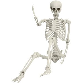 Halloween Posable Life Size Skeleton Full Body Realistic Bones with Movable Joints for Halloween Indoor and Outdoor Decoration (Skeleton Decorations)