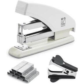 M&G Effortless Stapler for Desk, 50 Sheet Capacity, Heavy Duty Desktop Stapler with 1000 Staples & Staple Remover, One Finger Touch, Good for Office Home School, Black