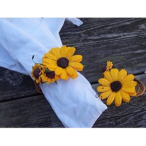 Sunflower Napkin Rings For Table Settings Home and Party 5pcs
