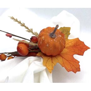 Modern Farmhouse Thanksgiving Decor Rustic Thanksgiving Table Decor Handmade Pumpkin Decorated Napkin Rings Set of 6