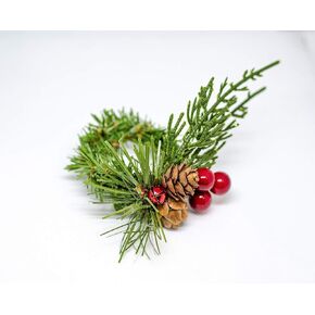 Set of 4 Holiday Napkin Rings, Red Berries, Pine Needles and Pine Coves Napkin Rings for Holiday Party Place Setting
