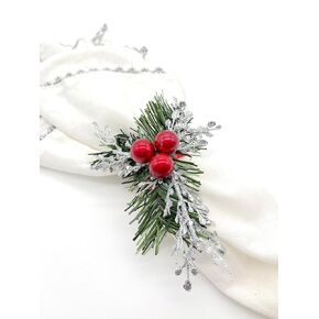 Set of 6 Silver Christmas Napkin Ring, Holiday Napkin Ring, Silver Napkin Ring, Christmas Table, Dinner Decor, Holiday Table, Pine Cove Napkin Holder