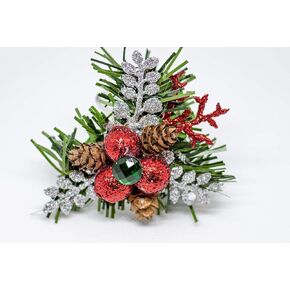 Christmas Napkin Rings, Silver Branches and Red Berries Napkin Ring Holder For Christmas Dinner Table Decor - Set of 4