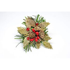 Set of 6 Red Napkin Ring | Gold Leaf Christmas Napkin Rings | Holiday Napkin Holders | Christmas Dinner Decor | Christmas Napkin Holder
