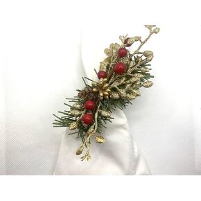 Set of 6 Gold Christmas Napkin Ring, Holiday Napkin Ring, Gold Napkin Ring, Christmas Table, Dinner Decor, Holiday Table, Pine Cove Napkin Holder