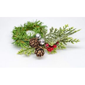 Christmas napkin rings, Snow Dusted Berries, Pine Coves and Jingle Bell Napkin Rings for Dinner or Wedding Table Decor - Set of 6
