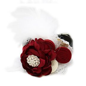 Burgundy flower dog collar beaded pearl feather burlap Rhinestone flower collar leather adjustable girl collar