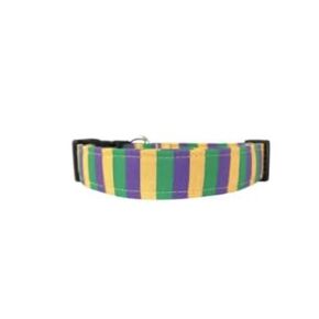 Mardi Gras Stripes Dog Collar (Large (1.5" wide))