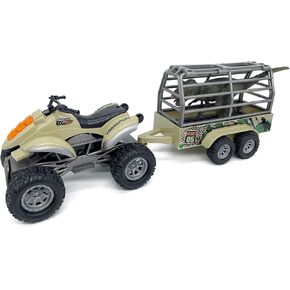 Large ATV Toy with Trailer Dinosaur Transport Truck Toys T Rex Carrier Jurassic Dino Rescue Friction Power Light and Sound Dinosaur Toys for Boys 3 4 5 6 7 8 Years Old Kids Toddlers Birthday Gifts