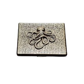 Handmade Antique Bronze Embossed Octopus Cigarette Case