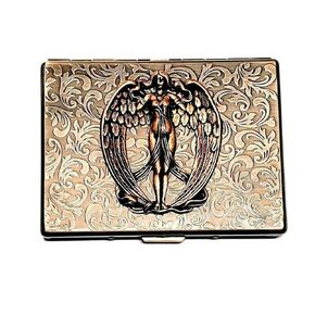 Handmade Antique Bronze Embossed Victorian Angel Cigarette Case