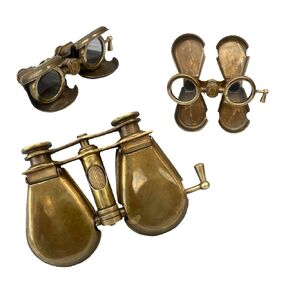 1917 Brass Metal Opera Glasses Pocket Folding BInoculars with Metal Case