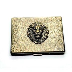 Handmade Antique Bronze Embossed Lion Cigarette Case