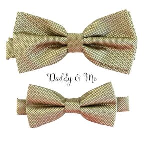 Gold Bow tie set for daddy son Daddy me gift set Father son match daddy me bow Handmade kids bow Adjustable pre tie, Gold kids bow tie