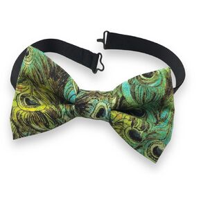 Peacock Feathers Adult Bow Tie/Pre-Tied Ready to Ship BowTie/Feather print bow tie