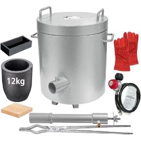 Melting Furnace Kit,12KG Propane Melting Furnace with Crucibles, Large Capacity Metal Foundry Smelting Gold Silver Copper Aluminum Metal Recycle, Ideal for Jewelry Making and Metal Casting