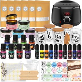 Candle Making Kit for Adults - Complete DIY Candle Making Supplies, Include Wax Melter, 3.3lb Wax, 8 Scents, 10 Dyes, 10 Jars, 20 Wicks & More - Great for Beginner, Perfect as Home Decoration