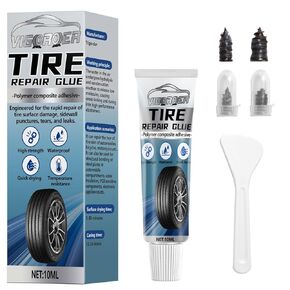 Tire Repair Glue, Sidewall Rubber Cement Kit, Suitable for Bike, Car, Motorcycle, Off-Road, Truck, Tractor, 10ML, Black