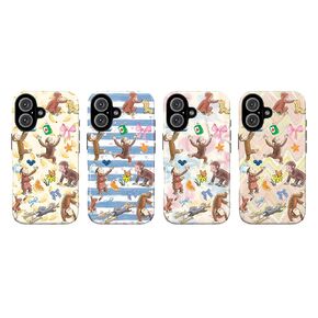 Curious Monkey Phone case for iPhone 16 15 14 13 12 11 Pro Max XR Xs, Custom Name Funny Monkey Phone Case, Shockproof Heavy Duty Protective Cover, Personalized George Cartoon Animal Design Tough Case