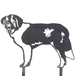 Corten Steel Saint Bernard Dog Silhouette Yard Stake (Large)