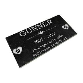 Custom Pet Memorial Stone Black Granite, Personalized 12x6, 12x12, 18x12 and 24x12 inch Dog Memorial Stone, Pet Grave Marker for Pet Dog Cat Horse, Headstone, Pet Headstone, Memorial Stone You Can Customize