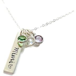 Mimi Sterling Silver Bar Necklace, Grandma Jewelry, Engraved Mom, Nana, Birthstones in Saudi Arabia