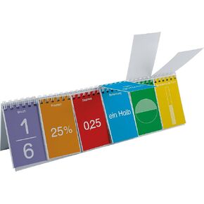 TimeTEX - Flap flip chart | Learn the most important fractions and their representation. 20 different flap blocks | Contents: 6-flap flip chart with colourful cards