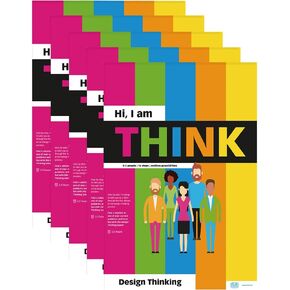PLAYROOM Think FLIP Paper Pad Pack of 5 - DIY Design Thinking Framework in German for Teams, Ideal for Innovation & Collaboration - English Language