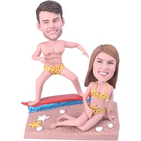 Custom Fashion Personality Couple Nobblehead Doll, Handmade Couple Nobblehead Doll, Unique Action Sculpture Gifts