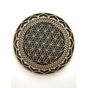 Flower of life wood wall decor, Multilayer mandala, Flower of life wall hanging, Sacred Geometry Wall Art, Yoga studio decor, mutilayer flower of life, Black Gold Flower Of Life (48 cm (18.8 icnh))
