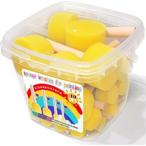 30Pcs Round Sponge Brushes for Painting (4 Sizes), Paint Sponges for Acrylic Painting, Stencil Painting Tools for Kids, Foam Paint Brushes for Arts & Crafts