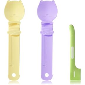 3PCS Cat Strip Feeder and Pet Food Mixing Spoon, 3 Colors Cat Stripe Squeeze Spoon, Happy Spoon for Cats for Wet Food, Multifunctional Lickable Treat Feeding Dispenser, Pet Food Can Supplies