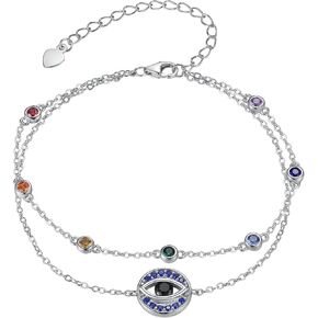 qielizhu Chakra Anklet Sterling Silver Lotus Bracelet Layered Anklet Chakra Jewelry Gifts for Women Girls in Kuwait