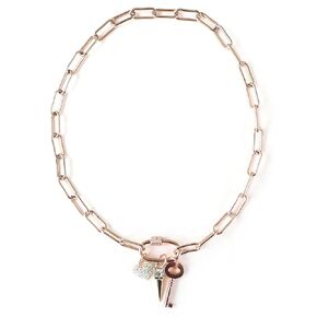 Paperclip Carabiner Necklace with Charms (18, Silver)