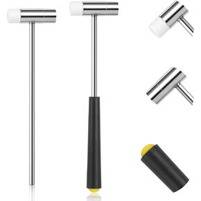 2Pcs Dual Head Small Hammer, 7 Inches Lightweight Mini Hammer Silicone Head and Metal Head Mini Jewelry Mallet Hammer for DIY Crafts Watches Tuning Woodworking Musical Instruments
