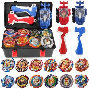 Battling Top Set, Burst Gyro Toys 12 Spinning Tops 2 Launchers Combat Battling Game with Portable Storage Box Gift for Kids Children Boys