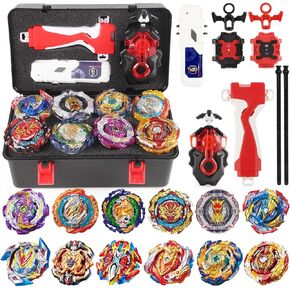 Battling Top Set, Burst Gyro Toys 12 Spinning Tops 3 Launchers Combat Battling Game with Portable Storage Box Gift for Kids Children Boys 650