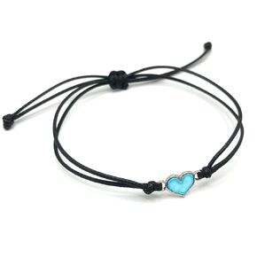 Glow in the Dark Heart Bracelet, Adjustable Cord Bracelet, Luminous Glowing Jewelry