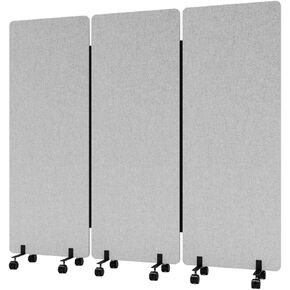 Soundproof Room Divider With Wheels, 66in Office Partitions for Sound Proofing & Reducing, 3 Panel Portable Temporary Wall For School Acoustic Partition Room Dividers Privacy Panel Screen Cubicle Wall