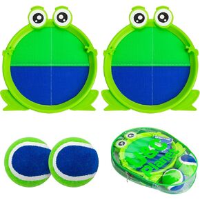 EVERICH Upgraded Toss and Catch Ball Game Set - Indoor and Outdoor Games for Kids 3-12, Beach Sand Pool Water Toy Includes 4 Paddles 4 Sticky Balls, Great Birthday Easter Gifts for Boys Girls