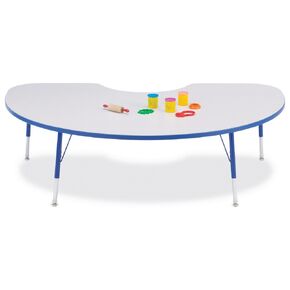 Berries Jonti-Craft 6423JCA003 Kidney Activity Table, 48" X 72", A-Height (24"-31" Adjustable Height), Gray/Blue/Gray